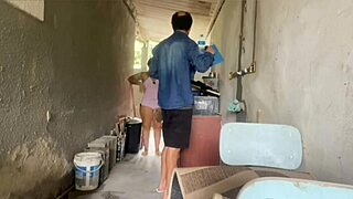 The Bricklayer Got Excited Seeing The Boss's Wife In Short Clothes, He Didn't Know She Was In Heat