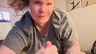 She gags on a thick cock, deepthroating until I can’t hold back and finish.