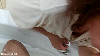 European Mature Wife Gets Standing Doggystyle Fuck And Blowjob In Bathroom