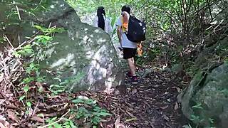 lost hikers bang doggystyle in jungle with tight wet pussy