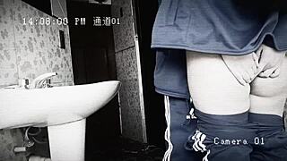 Schoolgirl Caught on Camera Banging in Bathroom