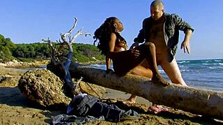 Damn! Black Milf Nailed Hard On The Beach!