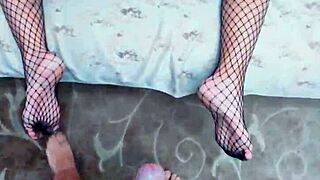 my wife in stockings getting rough sex, her wet pussy loving it hard