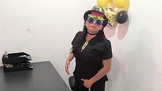 Hot Office Worker Prepares For Playful Session