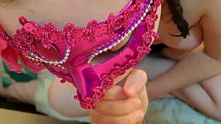 Another day, another cute blowjob from that masked student couple