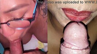 Latina teens Susy and Dafri compete in sloppy blowjobs and facials