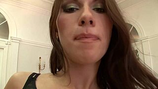 emotional blowjob with loved step mom in stockings