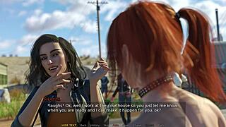 Let's play casey's fall part 6b with unshaved redhead outdoors.