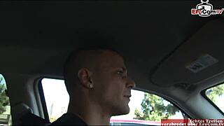 skinny brunette teen with small tits picked up for street encounter