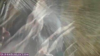 jelena jensen teases in a tight dress, fingering her wet pussy with intense desire