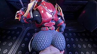 female sangheili takes control in intense encounter with man