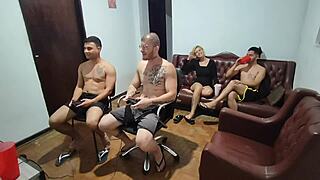 Friends Play Video Game, End Up In Monster Cock Anal Fucking!