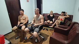 Friends Play Video Game, End Up In Monster Cock Anal Fucking!