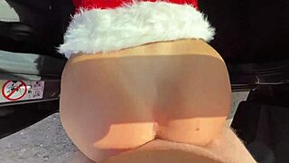 Teen snowgirl gets bent over in public christmas gift