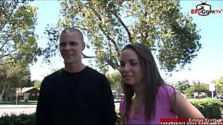 skinny brunette teen with small tits picked up for street encounter