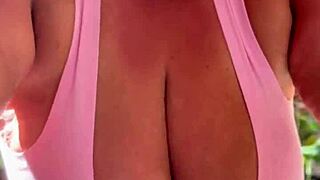 BBW milf teases on vacation with her saggy tits