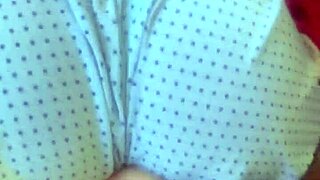 Stepfather Shocked by Brunette's Sex Toy in Lingerie