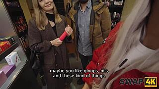 The hot girl and her cuckold boyfriend joined our kinky masquerade for bisexual sex