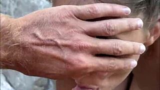 Sloppy teen blowjob on beach