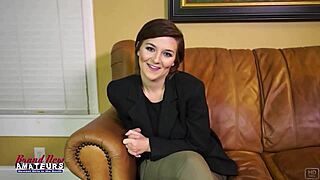 Short haired brunette kylie sucks the cock deepthroat style and swallows the cumshot.