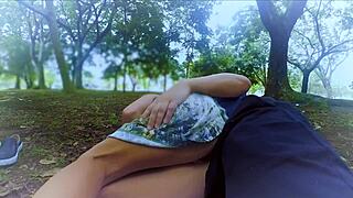 Outdoor Encounter In The Park With A Big Guy