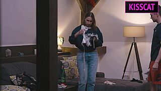 busty maid’s first day turns into wild cock washing and creampie night