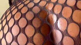 Petite Black Slut Spreads Wet Pussy Riding Dildo