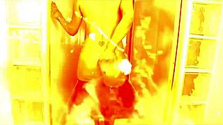 sexy babe stripping with big tits