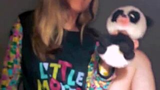 Bonneyuwu Intense Masturbation with Dildo and Plush in Pajamas