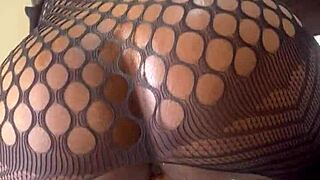 Petite Black Slut Spreads Wet Pussy Riding Dildo