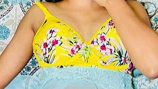 solo indian newly married wife uses dildo in doggystyle pose.