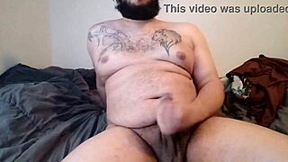 trying a better angle for chubby solo masturbation with monster cock