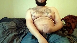 trying a better angle for chubby solo masturbation with monster cock