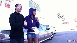 Very Dark Skin Black Girl with Saggy Tits Seduces Big Black Cock Stranger