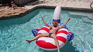 At the party, Gi Joey fucks cute blonde teen Riley Star hard, pulling her hair.