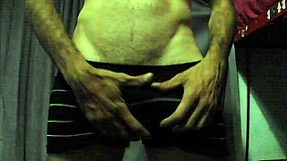 Mature man strokes his big cock until he cums richly