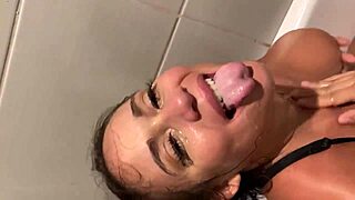 Hey, carmela clutch gagging on big black cock in shower