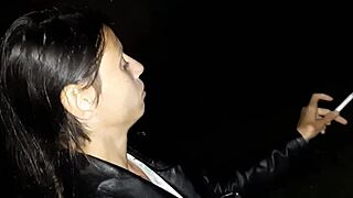 Treated stranger to cigarette then pussy.