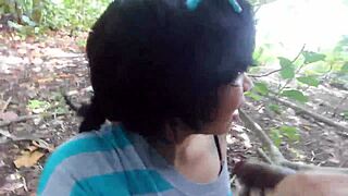 damn, this puerto rican chick with a monster booty sucks black dick outdoors