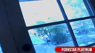 Blonde Trina Michaels offers her pussy to monster bodybuilder.