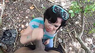 damn, this puerto rican chick with a monster booty sucks black dick outdoors