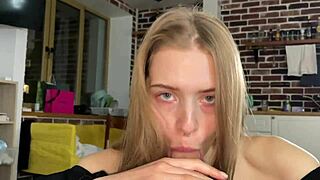 Cutie Sucks Me Off Before Condom Play