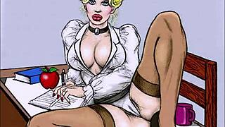 Blonde Teacher Wears Lingerie in Class.