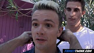 FamilyTwink Blonde Guy Spreads Ass for Stepdad and Bro! Who’s Joining This Wild Public Threesome?