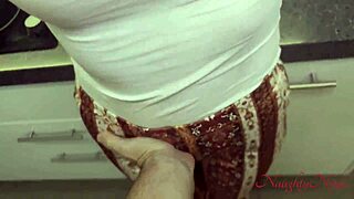 The cleaner lady in the kitchen lets me fuck her for an extra tip. She has blue eyes and natural tits.