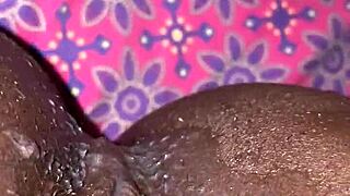 ebony amateur gets creampied by big black cock in homemade scene