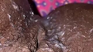 ebony amateur gets creampied by big black cock in homemade scene