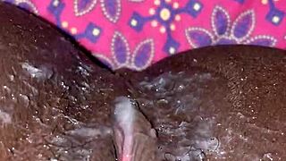 ebony amateur gets creampied by big black cock in homemade scene