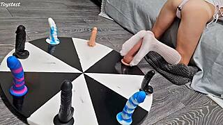 petite stepsister scores big with her orgasm on dildo wheel. just another wild night!