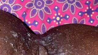 ebony amateur gets creampied by big black cock in homemade scene